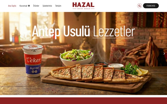 Hazal Lahmacun web sitesi ana sayfası