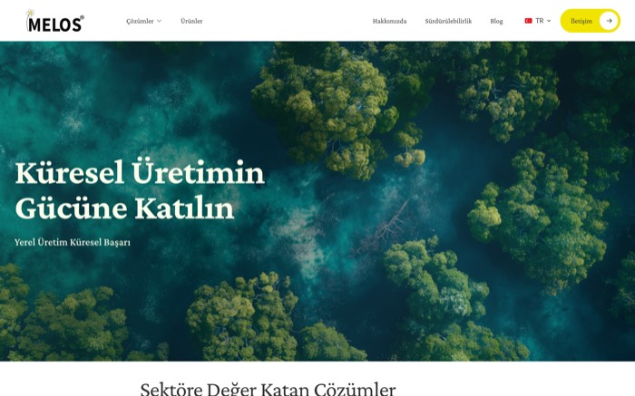 Melos A.Ş. kurumsal web sitesi ana sayfası